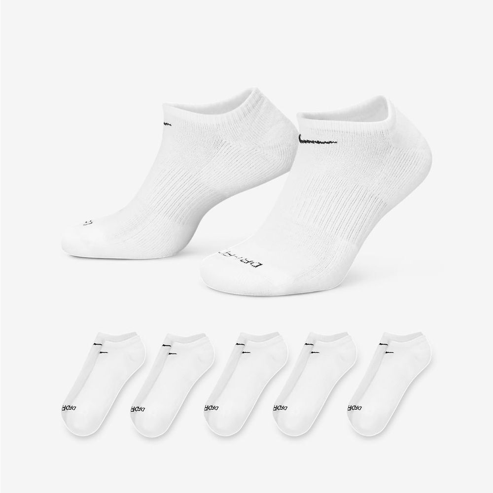 Nike Everyday Plus Cushioned Training No-Show Socks (6 Pairs) White M NWT IN PKG